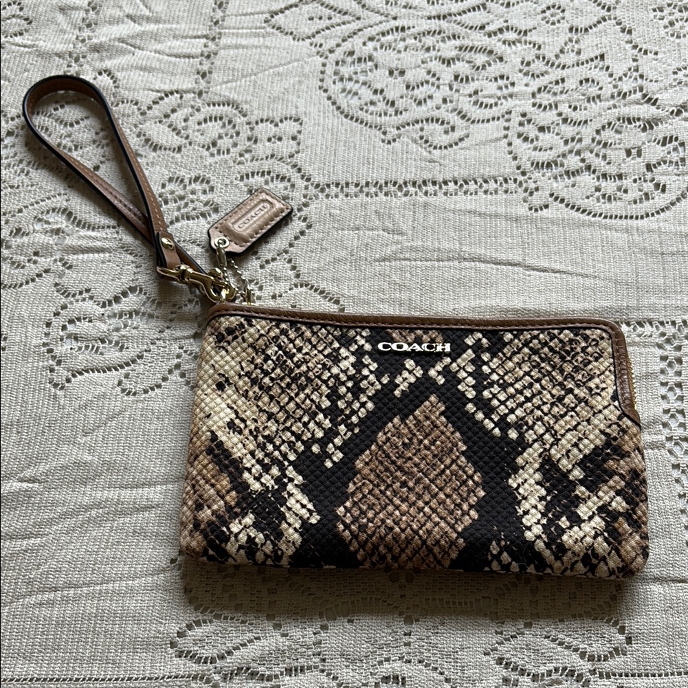 Coach Python Print Wristlet